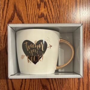 NWB! Gold and Black Heart Mug for teacher